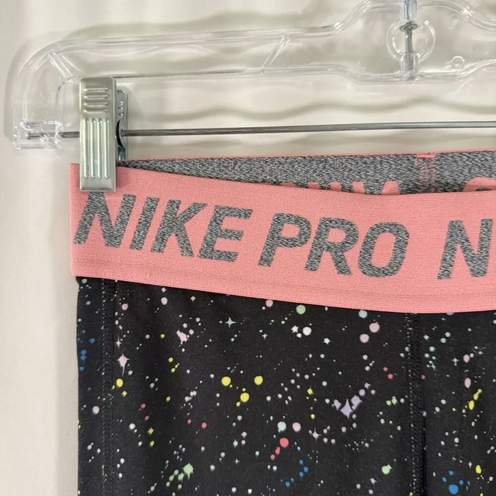 Nike Pro Leggings Youth Girls XL Black Speckled Pull On Dri Fit 28